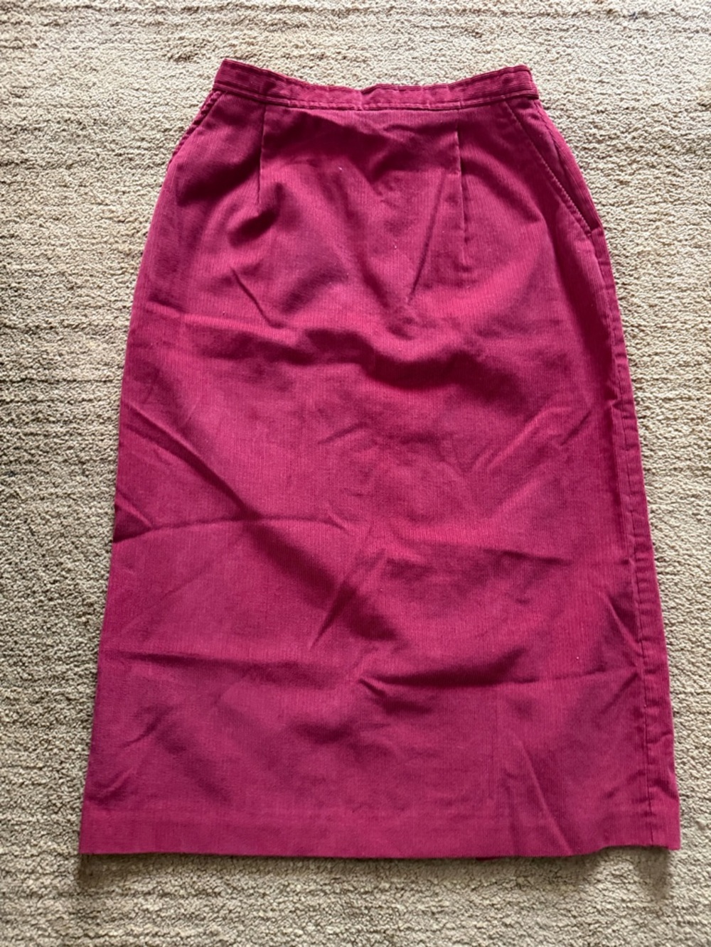 Vintage High-Waist Corduroy Pencil Skirt